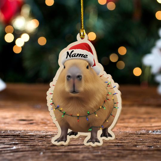Discover Personalized Capybara Christmas Ornament, 2D Flat Acrylic Animal Ornament, Funny Capybara Lover Gift 2025 JCTL02