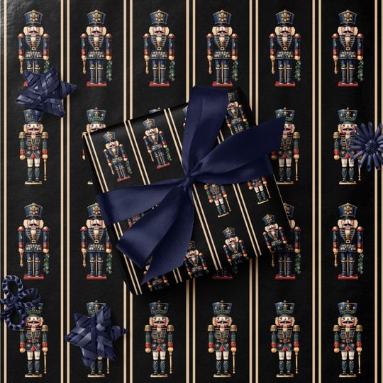 Christmas Nutcracker Gift Wrap Nutcracker Wrapping Paper Christmas Gift Wrap Vintage Christmas Wrapping Paper Roll Elegant Holiday Gift Wrap