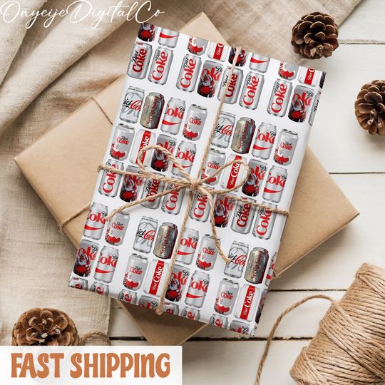 Vintage Diet Coke Christmas Wrapping Paper | Diet Coke Gift Wrap | Festive Xmas Wrapping Paper