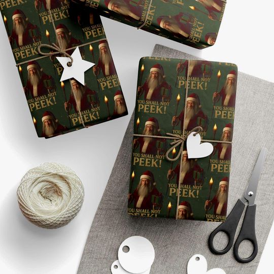 You Shall Not Peek LOTR Gandalf Funny Gift Wrap, Christmas Gift Wrap, It's a gift Wrapping Paper