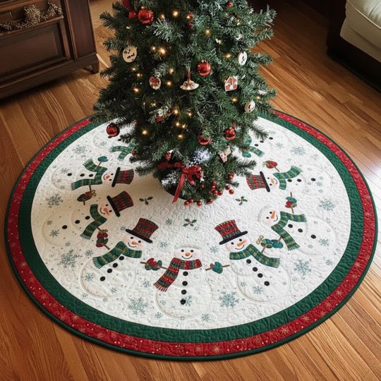 Discover Snowman Christmas Tree Skirt, Classic Holiday , Winter Wonderland Xmas Skirt, Family Christmas Decoration, Gift Idea  Christmas Tree Skirt