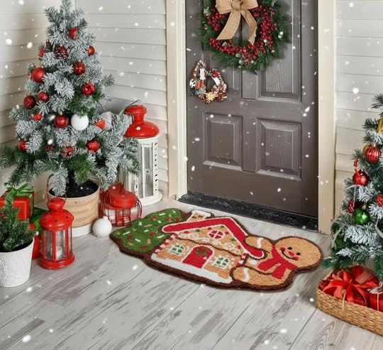 Discover Gingerbread Man Christmas Doormat, Non-Slip Holiday Rug