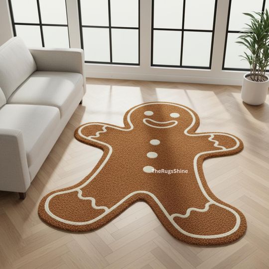 Discover Gingerbread Man Rug for Kids Room Holiday Decor