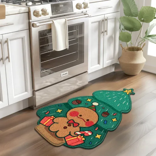 Discover Gingerbread Kitchen Rug Christmas Doormat Non-Slip Floor Mat for Indoor Bedroom Front Door