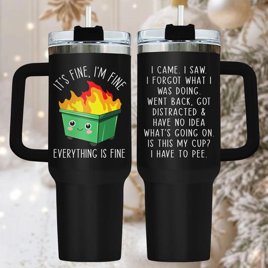 Discover Funny Quote 40oz Tumbler, Stainless Tumbler With Handle, Humor Coffee Cup Gift For Her, Office Drinkware For Travel, Christmas Gift