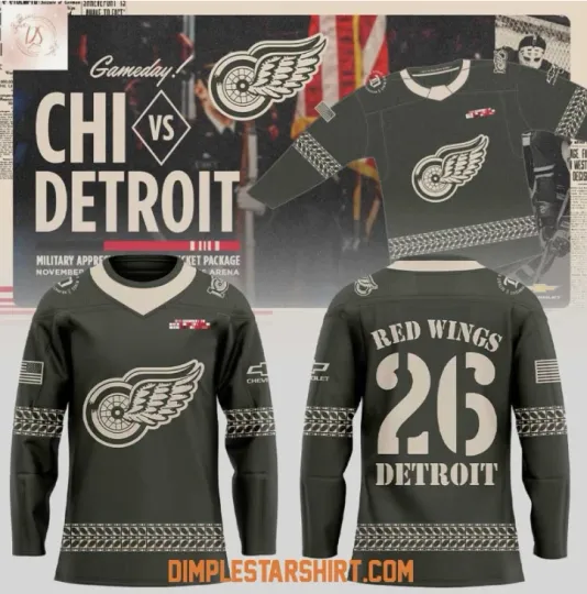 Discover Detroit Red Wing Military Appreciation 2025 Hockey Jersey Gift For Christmas