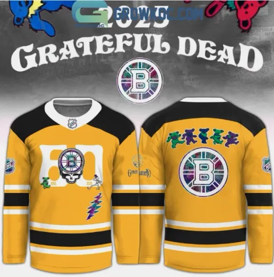 Discover Boston Bruin X Grateful Dead 60 Years Hockey Jersey Gift For Christmas