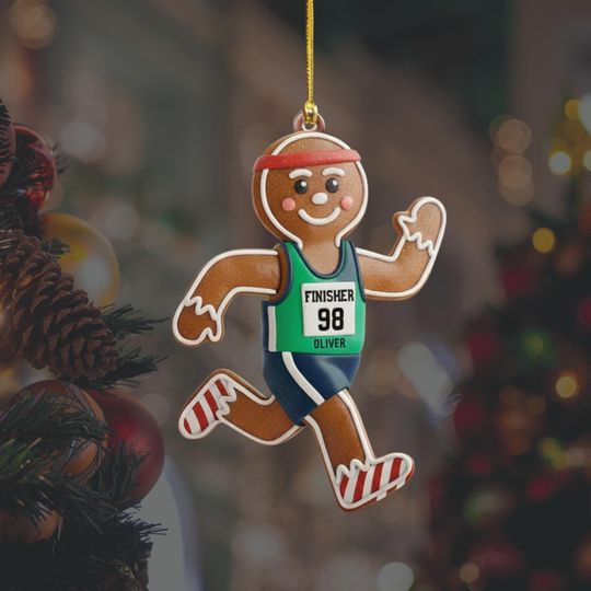 Discover Personalized Track Runner Gingerbread Ornament  Custom Christmas Ornament for Runners, Marathon Runner Gift, Track and Field Holiday Decor