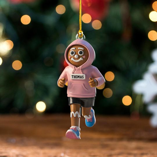 Personalized Gingerbread Runner Ornament, Custom Name Running Ornament, Jogger Athlete Christmas Gift 2025, Sports Runner Xmas Tree Decor