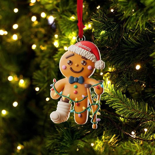 Discover Personalized Broken Gingerbread Ornament 2D Flat Acrylic, Funny Christmas Ornament, Broken Arm Leg Holiday Decor 2025