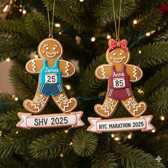 Discover Personalized Track Runner 2D Ornaments, Acrylic Gingerbread Marathon, Team Name and Year Ornaments OLIN290