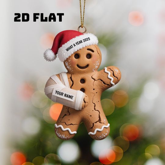 Discover Funny Gingerbread Injury Ornament  Broken Gingerbread Man Christmas Ornament  Humorous Holiday Decor  Cute Injured Cookie Ornament