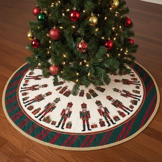 Discover Nutcracker Gift Tree Skirt, Christmas Decor, Soldier Xmas Tree Skirt with Presents, Holiday Family Decoration, Gift Idea Tree Skirt