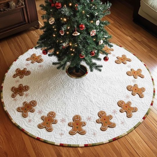 Discover Gingerbread Christmas Tree Skirt, Cookie Holiday Decor, Sweet Xmas Tree Skirt, Family Christmas Decoration Gift  Christmas Tree Skirt