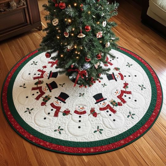 Discover Snowman Christmas Tree Skirt, Red Green Holiday Decor, Cute Snowman Xmas Tree Skirt, Family Christmas Decoration Gift  Christmas Tree Skirt