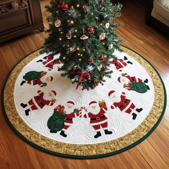 Discover Santa Claus Christmas Tree Skirt, Jolly Santa Xmas Decor, Holiday Tree Skirt for Family, Classic Christmas Decoration Gift Christma Skirt