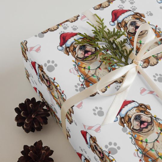 Discover English Bulldog Christmas Wrapping Paper (Set of 3)