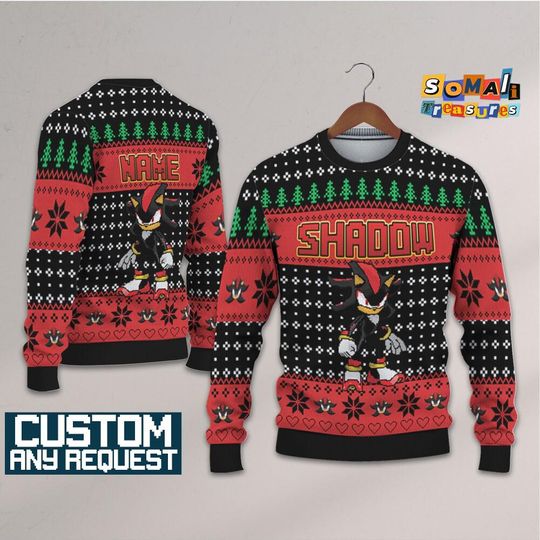 Discover Personalize Shadow The Hedgehog Ugly Sweater, Custom Sonic Sweater, Sonic the Hedgehog Sweater, Birthday Gift