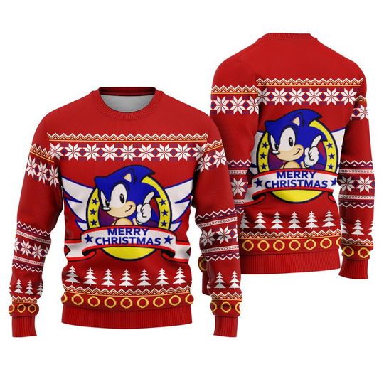 Sonic The Hedgehog Christmas Sweater, Sonic Mery Christmas Sweater, Sonic Family Christmas Sweatshirt, Xmas Family Group Matching Shirt 91