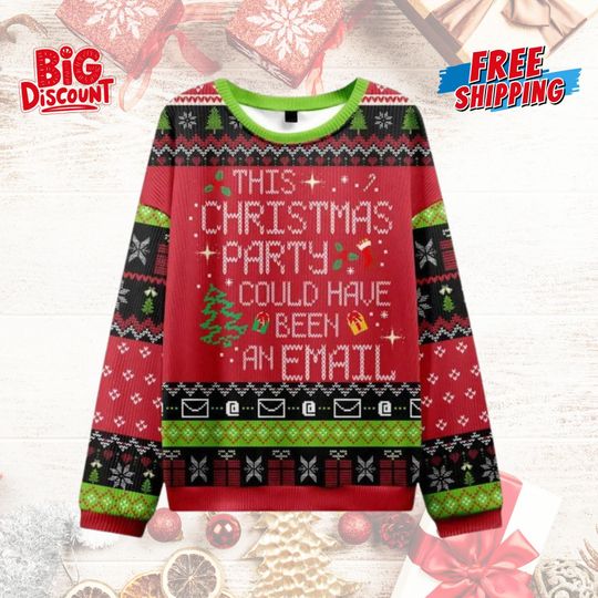 Discover This Party Could Have Been an Email Ugly Christmas Sweater, Funny Work Office Xmas Sweater, Sarcastic Holiday Party Gift for Coworker