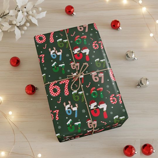 Discover 67 Meme Wrapping Paper, Funny 67 Christmas Wrapping Papers for Kids, Unique Brain Rot Holiday Paper, Gen A Meme Gift Wrap