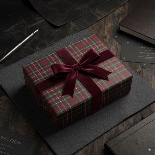 Discover Plaid Tartan Wrapping Paper Festive Gift Wrap Classic Checkered Paper Holiday Present Wrap Manly Red Dark Cozy Christmas Birthday Masculine