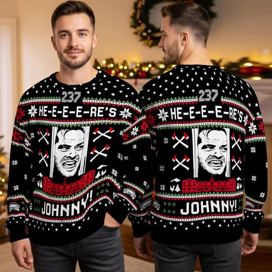 Discover The Shining Jack Torrance Ugly Christmas Sweater Funny Horror 3D Print Holiday SweatshirtMovie Fan Xmas Gift for Family 2025