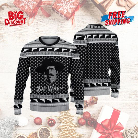 Discover Say When Tombstone Doc Holliday Movie Ugly Xmas Sweater, Tombstone Sweater, Doc Holliday Sweater, Cowboy Christmas Sweater