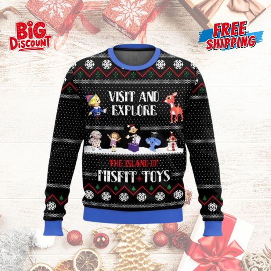 Misfit Toys Christmas Ugly Sweater, A Bit Of A Misfit Sweater, Rudolphs The Red Nosed Reindeer Sweater, Christmas Sweater, Christmas Gifts