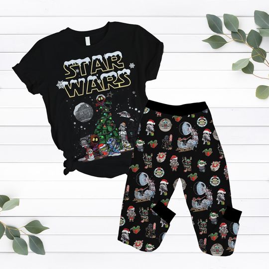 Star Wars Christmas Pajamas Set with Darth Vader and Stormtrooper T-Shirt and Pants