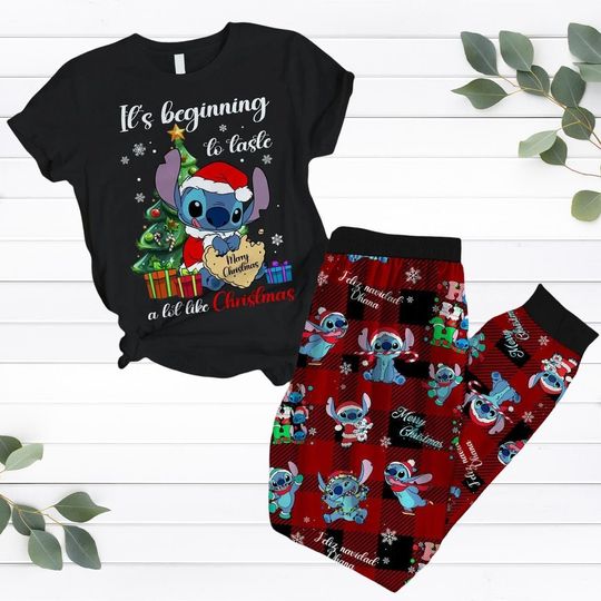 Discover Stitch Christmas Pajama Set for Women, Men, Kids - Lilo & Stitch Holiday Sleepwear