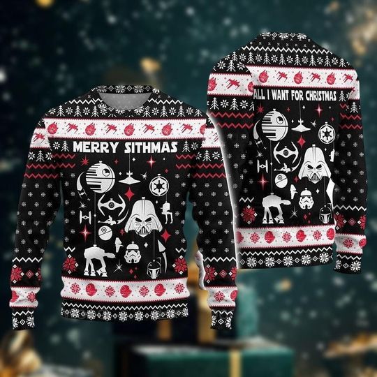 Star Wars Ugly Christmas Sweater, Star Wars sweaters Darth Vader Sweater Christmas Sithmas Sweater Holiday Gift Fun Xmas Present