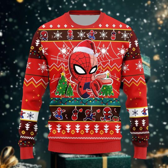 Discover Spider-Man Christmas Sweater, Marvel Disney Ugly Sweater for Men, Winter Xmas Spider-Man Sweater