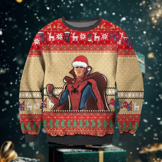 Spiderman Ugly Christmas Sweater, Marvel Comics Superhero Holiday Sweater, Xmas Holiday Gift