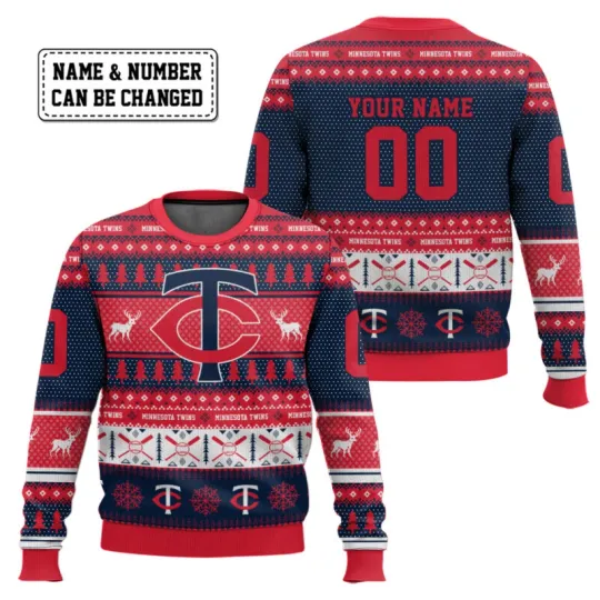 Custom Name And Number Minnesota Twin Ugly Sweater Xmas