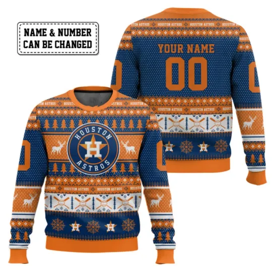 Custom Name And Number Houston Astro Ugly Sweater Xmas Gift