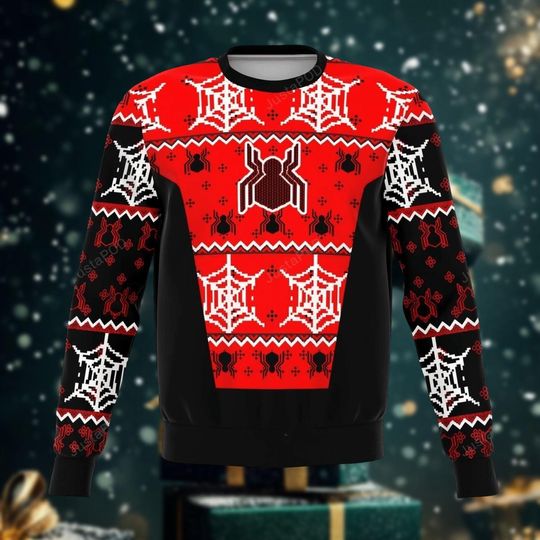 Discover Spider Themed Ugly Christmas Sweater, Holiday Seasonal Sweater for Men and Women
