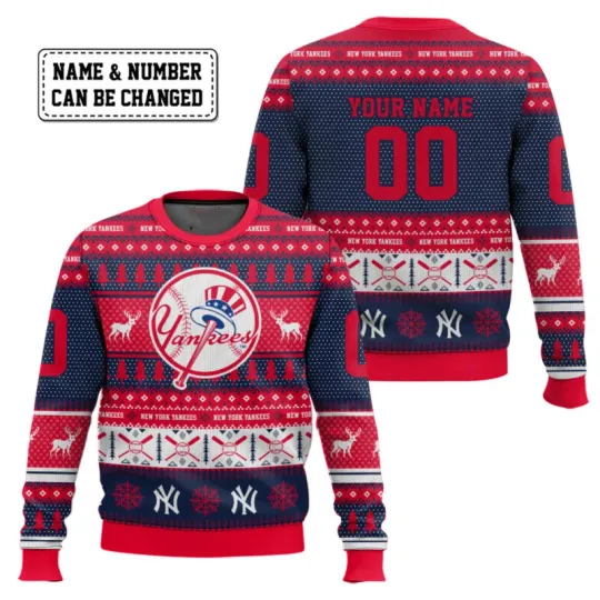 Discover Custom Name And Number NewYork Yankee Ugly Sweater Xmas Gift