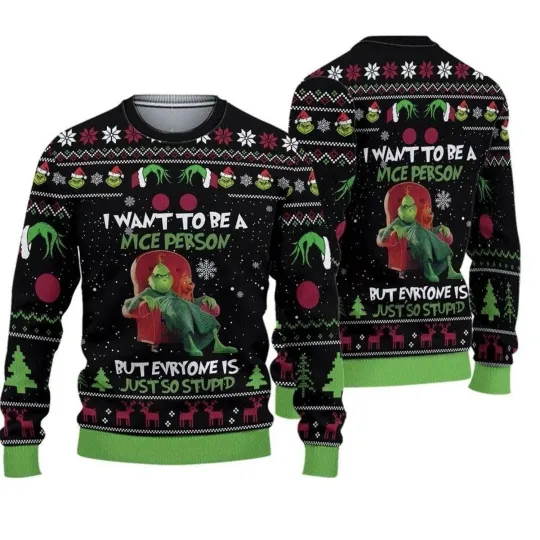 Discover The funny character Ugly Christmas Sweater, I Want To Be A Nice Person Ugly Sweater