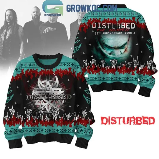 Disturbed 25th Anniversary 2025 Merry Our Christmas Together Ugly Sweater