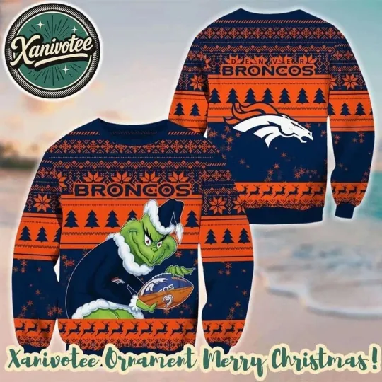 Discover Denver Bronco Football x funny character Pattern 2025 Christmas Ugly Sweater, Xmas 2025
