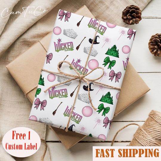 Wicked Wrapping Paper, For Good Wrapping Paper, Changed For Good Wrapping Paper, Elphaba And Glinda Gift Wrap, Christmas Gifts