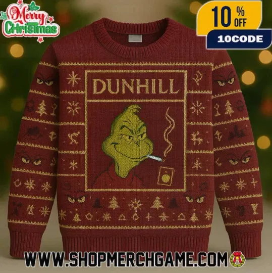 Discover 1Dunhill funny character Smoking Ugly Christmas Sweater Burgundy