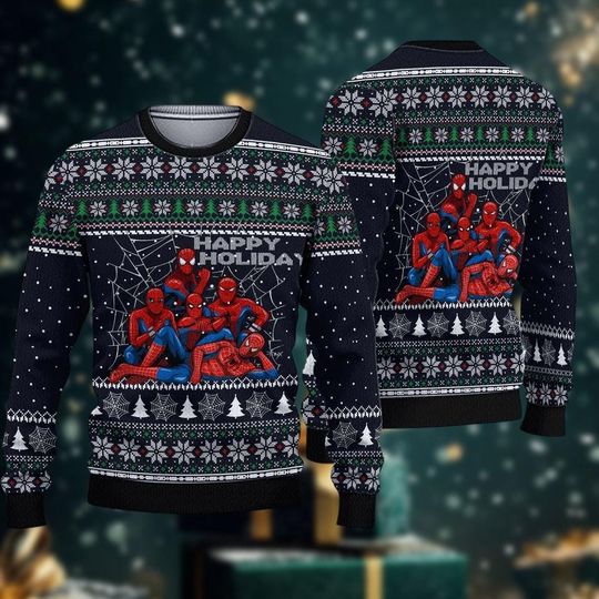 Discover Spider-Man Ugly Christmas Sweater, Spider-Man sweaters, Superhero Sweater, Marvel Christmas sweaters, Spider-Man vintage sweater, Xmas