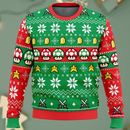 Discover Mario Ugly Christmas Sweater Mario Sweaters Super Mario Sweater Video Game Christmas sweater Men Women Xmas Holiday Gift