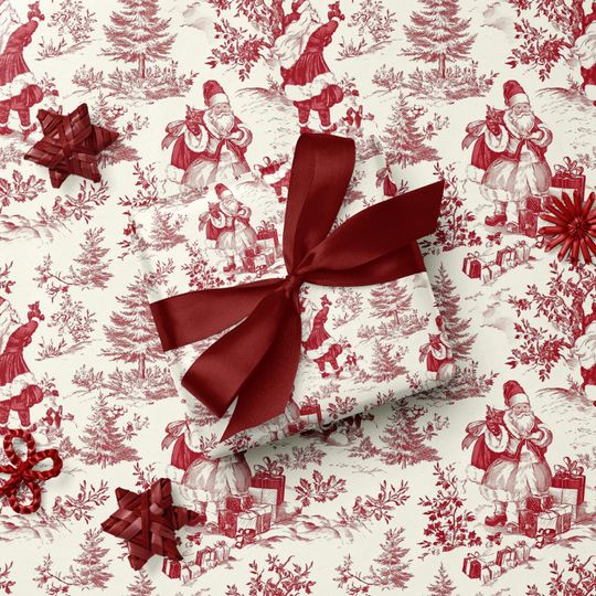 Discover Vintage Christmas Toile Gift Wrap Holiday Gift Wrapping Paper Christmas Gift Wrap Xmas Christmas Vintage Wrapping Paper Roll Gift Wrap Paper