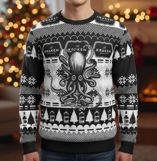Discover Funny Meme Ugly Christmas Sweater, Christmas Sweater Gift, Kraken Octopus Drink Sweater, Holiday Festive Apparel Gift