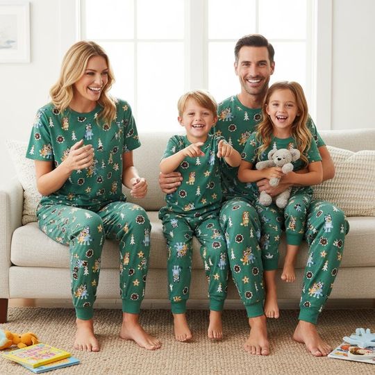 Discover Christmas Puppy Tee & Pants PJs, Xmas Pajamas Set Family Pyjama, Family Sleepwear, Xmas Gift for Family