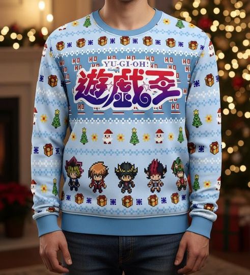 Discover Yu-Gi-Oh Ugly Christmas Sweater Yu-Gi-Oh sweaters Anime Sweater Gamer Christmas sweaters men Yu-Gi-Oh themed sweater Xmas Holiday Gift