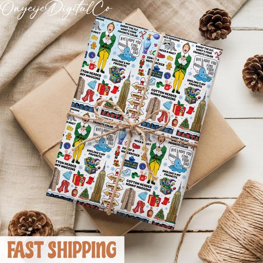 Discover Elf Wrapping Paper  90's Christmas Movie Gift Wrap